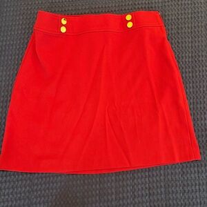 Loft Red A-Line Skirt with Decorative Buttons
